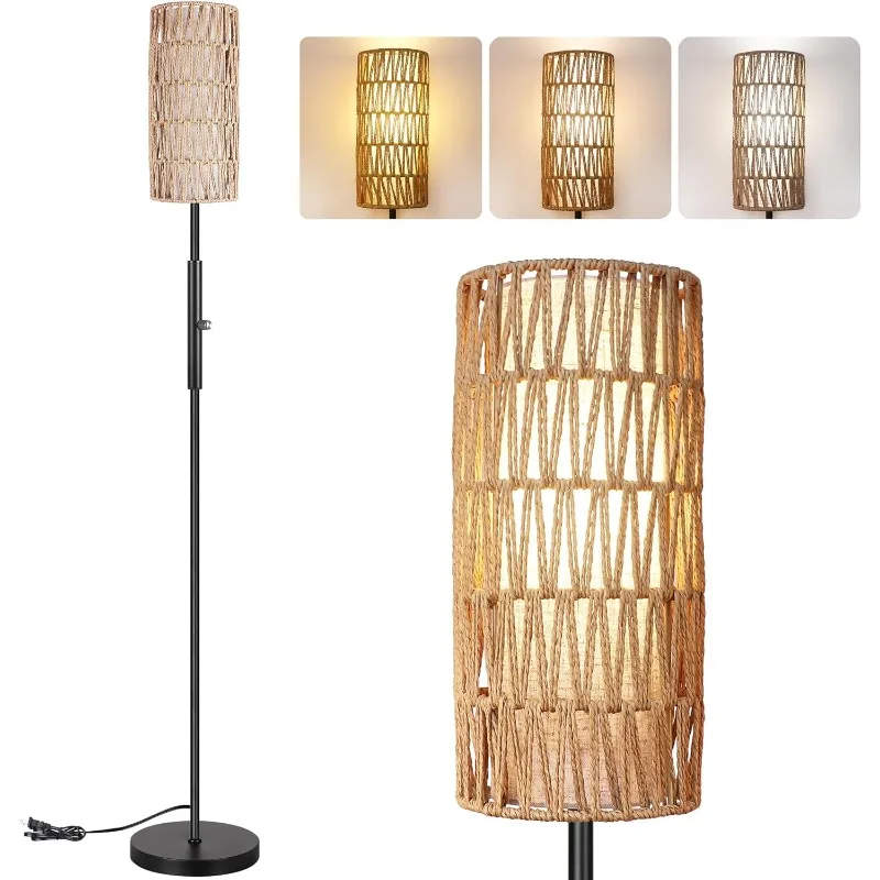 

Boho Floor Lamp for Living Room with 3 Color Temperatures LED Bulb, Standing Lamp Tall Lamp Reading