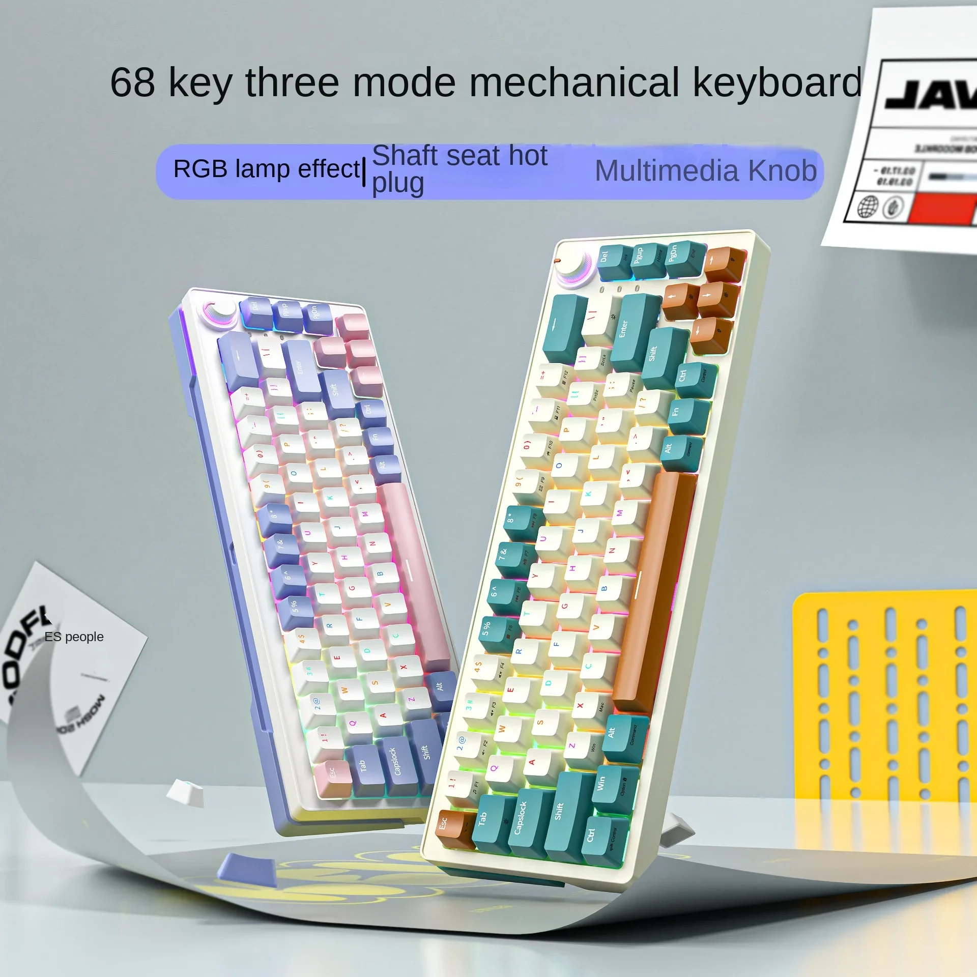 

Ergonomics ABS 68Keys 2.4GHZ Wireless Bluetooth Type-C Three Model Connection Mechanical Keyboard With RGB Backlight