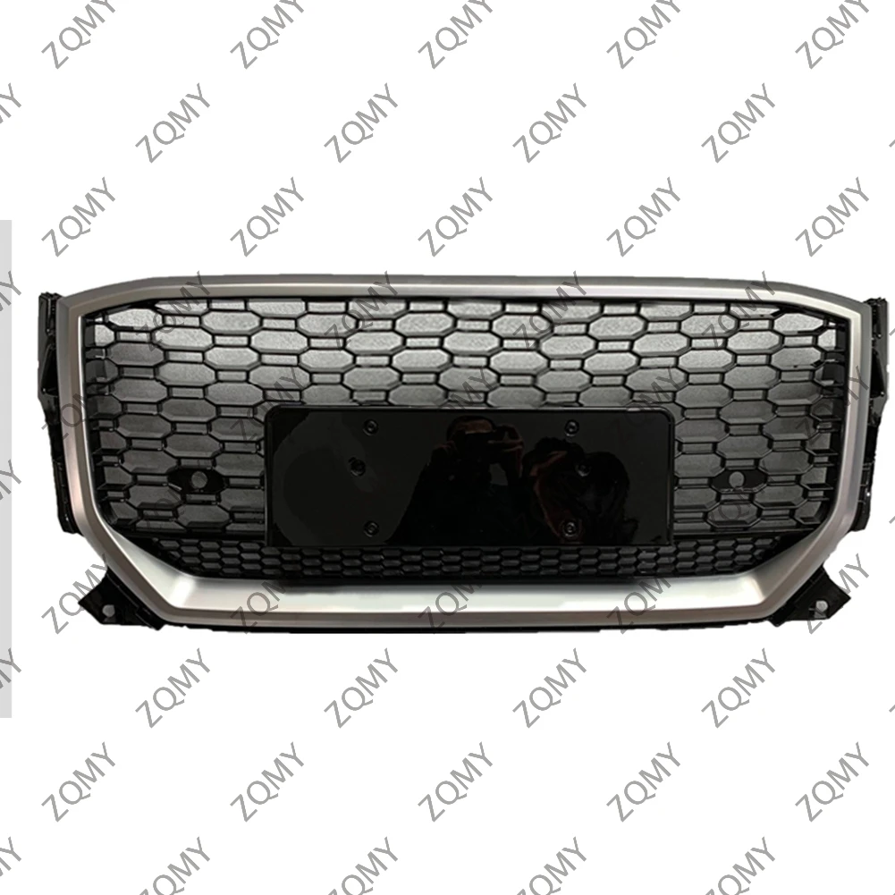 W/Logo For Audi Q2/Q2L/SQ2 2018 2019 2020 2021 Car Front Bumper Grille Centre Panel Styling Upper Grill (Modify RSQ2 style)