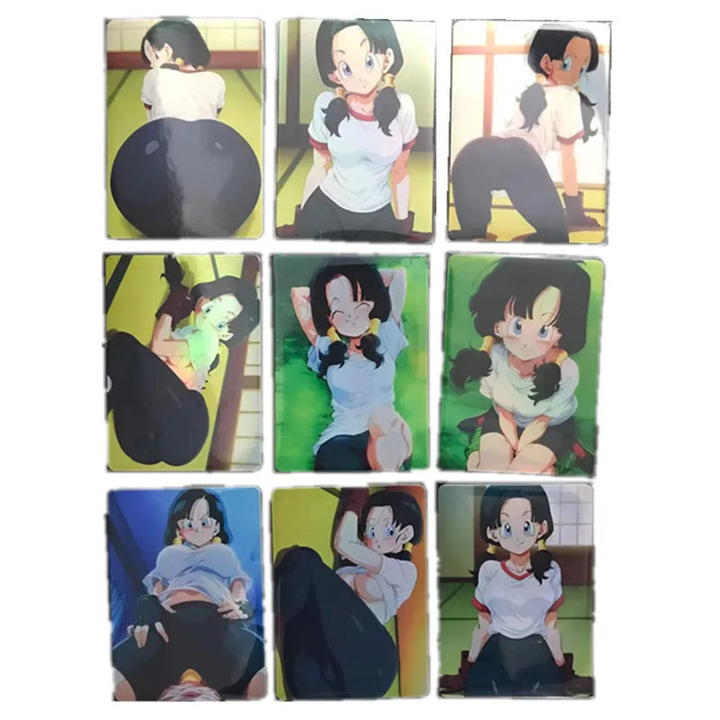 9Pcs/set Anime Dragon Ball Z GT Videl ACG Sexy Nude Card Super Saiyan Homemade Comic Collection Card Toy Game DIY Gift