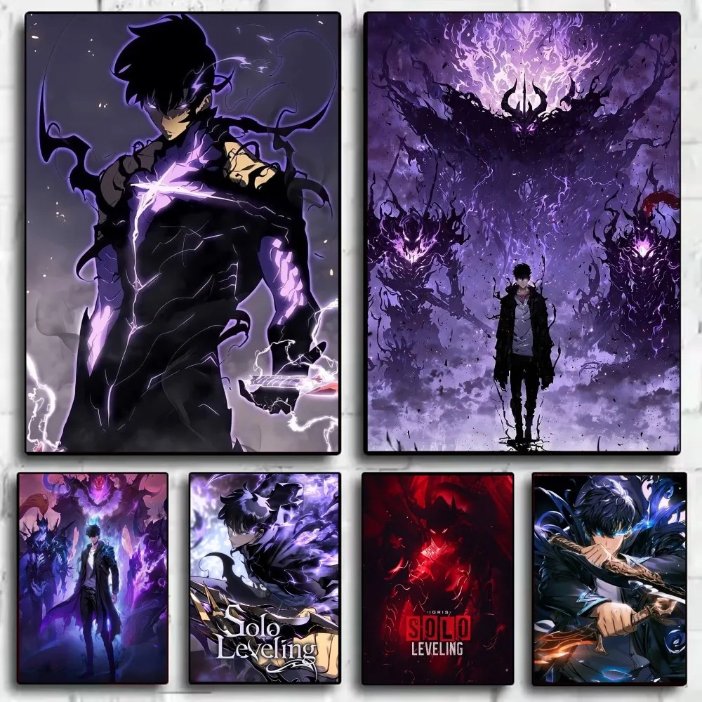 S-Solo Leveling Anime Poster HD art sticky wall waterproof home living room bedroom bar aesthetic decoration