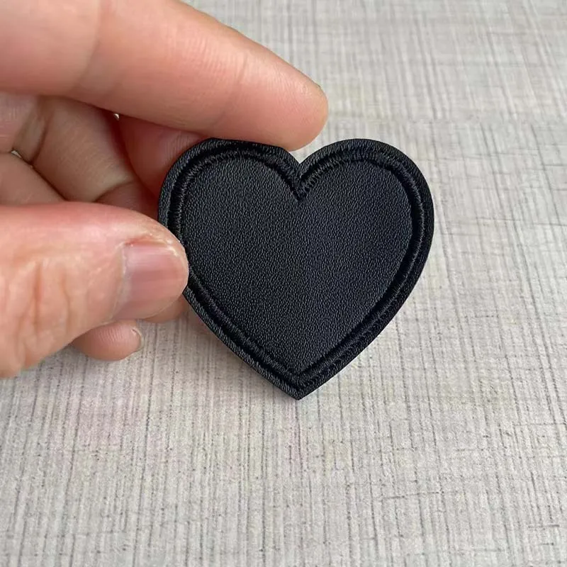 6/17 Stück, Leder-Patch-Stickerei-Applikation, schwarze Abzeichen, selbstklebende Patches, Bügel-Transfer-Aufkleber für Kleidung, Jacken – Detail 5