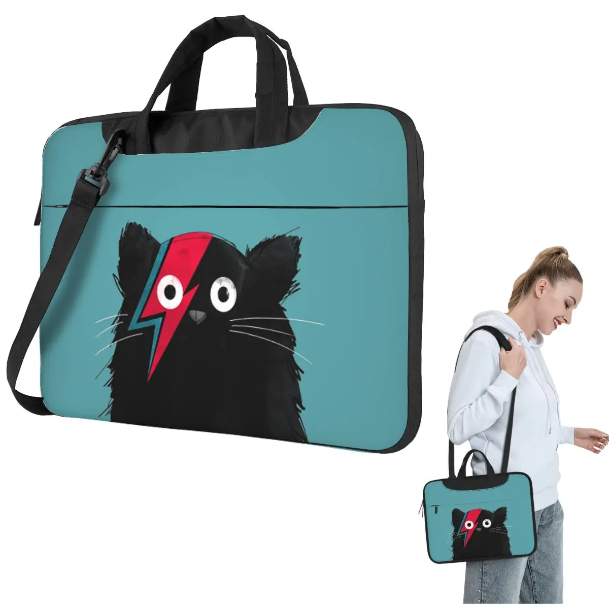

Cat Bowie Crossbody Laptop Bag Case Computer Bag 13 14 15.6 Inch Notebook Pouch for Lenovo