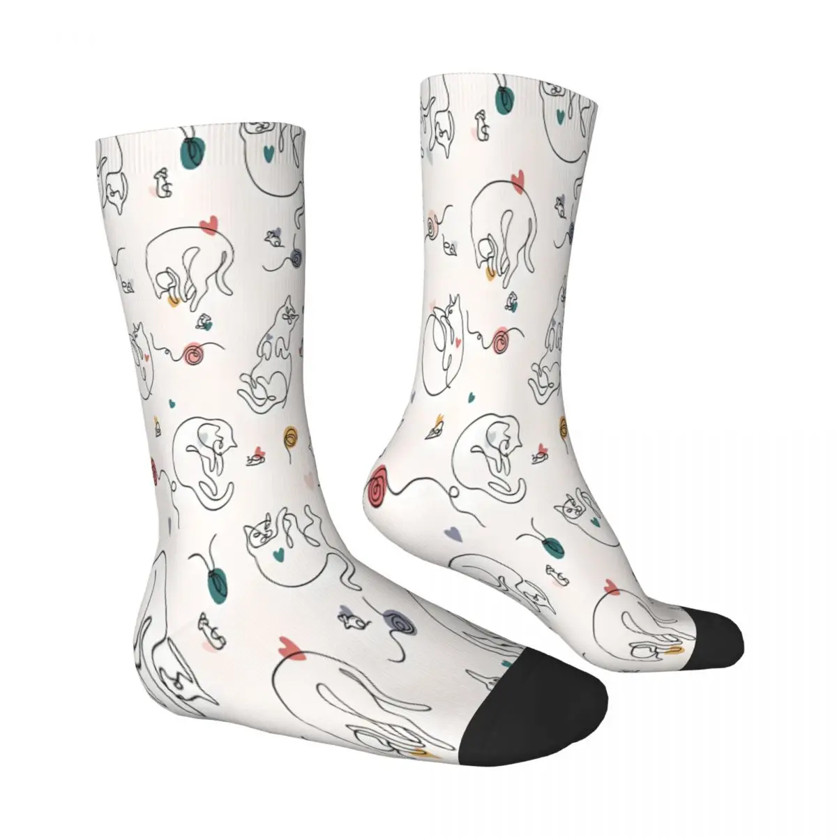 Lovely Furballs Of Happiness In Continuous Line Socks Male Mens Women Winter Stockings Printed