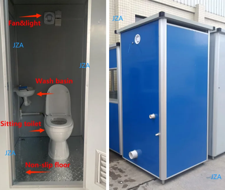 Prefabricated Shower Cabin Single Double White Blue Gray Outdoor Public Bathroom Mobile Portable Toilet Unit view 2
