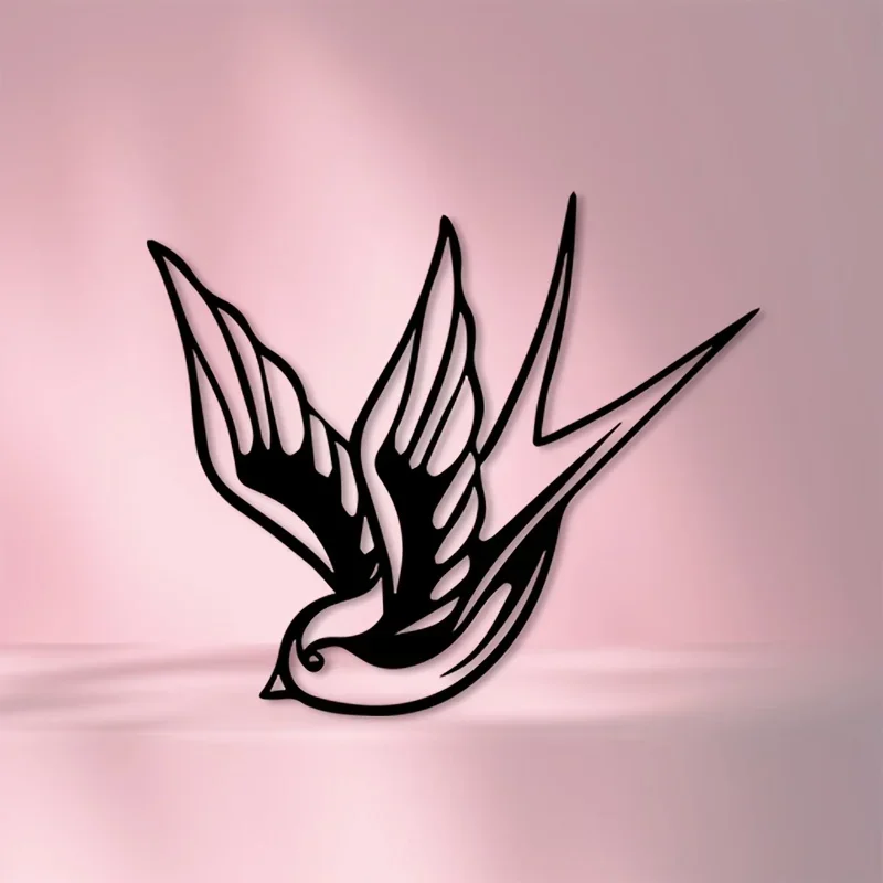 Artisan Swallow Iron Wall Art Flat Tattoo Machine Design Rustproof Indoor Outdoor Studio Office Home Garden Decor