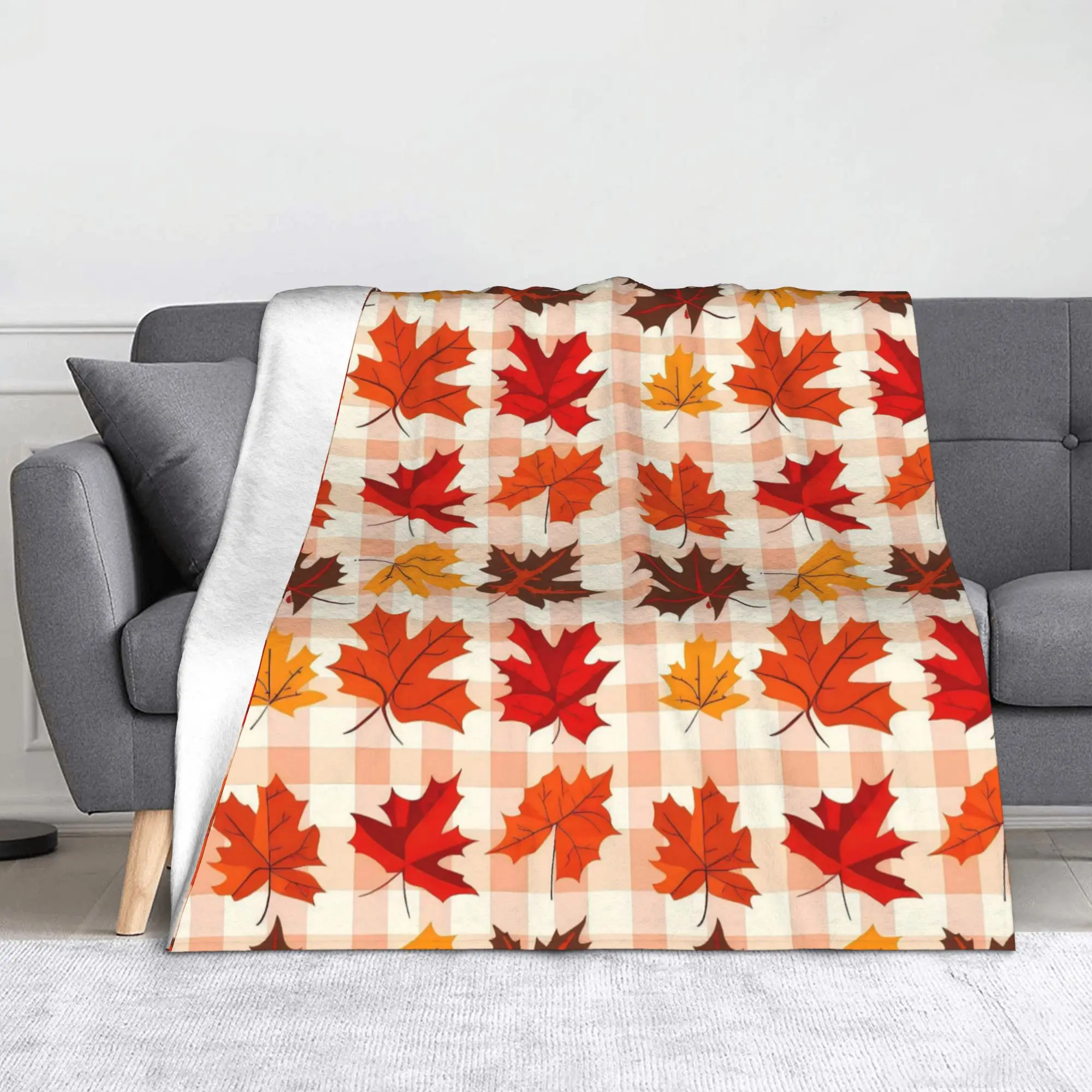Maple Fallen Leaves Flannel Blanket Autumn Leaf Novelty Throw Blankets for  Sofa Bedding Lounge 150*125cm Bedspread