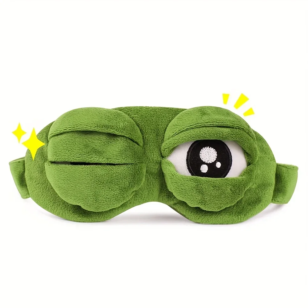 

3D Sad Frog Sleep Mask for Travel, Soft Natural Eye Patch Men Women, Lightweight Portable Blindfold Blackout Comfortable