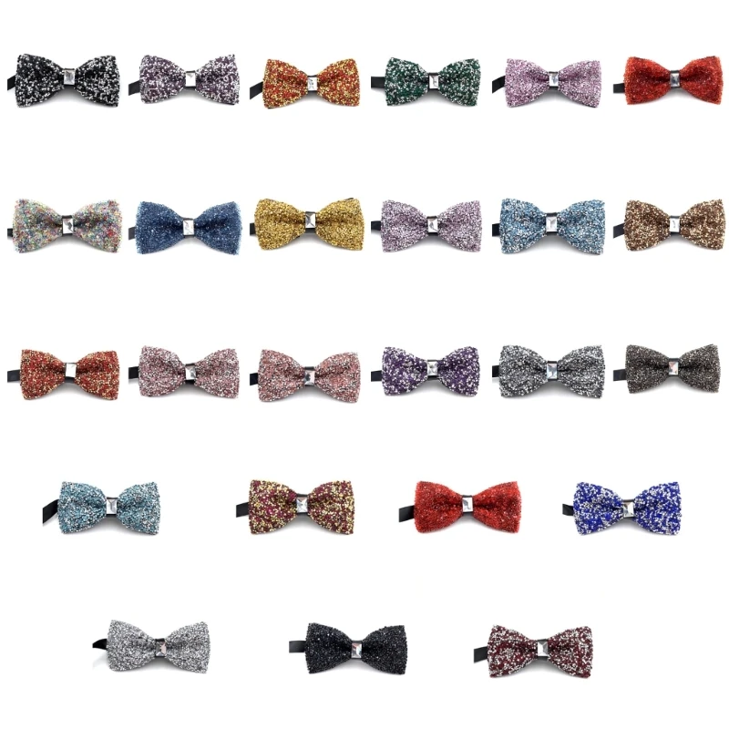 

A2ES Mens Pre-Tied Bow Tie Crystal Rhinestones Bowtie Wedding Party Necktie