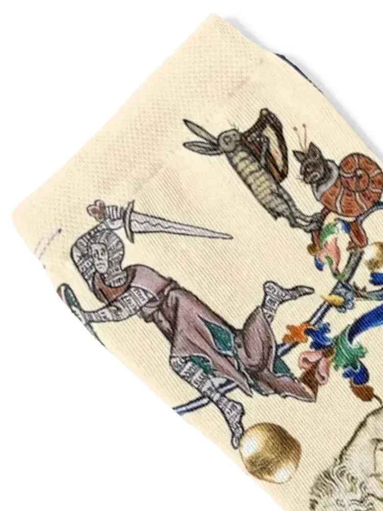 MEDIEVAL KNIGHT FIGHTING SNAIL,DRAGON AND LION by Bulgan Lumini Socks set with print Run Men's Socks Luxury Women's