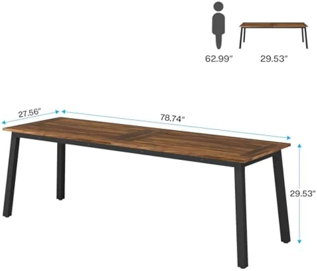 Two Person Desk, 78.7Inch Extra Long Office Computer Desk for Two People, Industiral Double Long Desk Workstation for Office