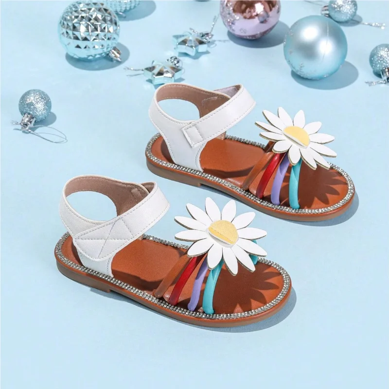 

Kids'Casual Shoes ​Sandals Beach shoes Flower PU Leather Summer Shoes For Girls Anti-slip Brown White Shoes Size 25-32