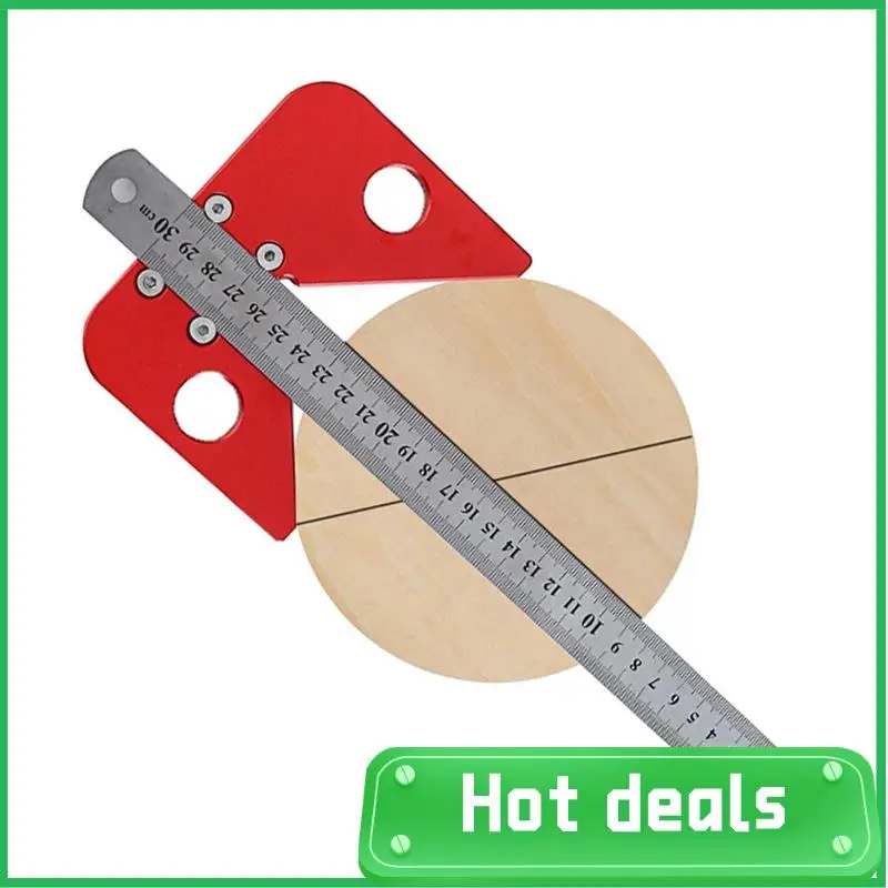 

1 PCS Woodworking Center Marking Ruler Circular Midline Marking Device Silver&Red
