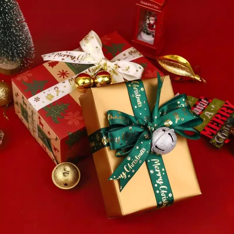 5m Christmas Ribbon Christmas Tree Pendant Decoration Home Room Decor Gift Packaging DIY New Year Decorative Candy Box Ribbon