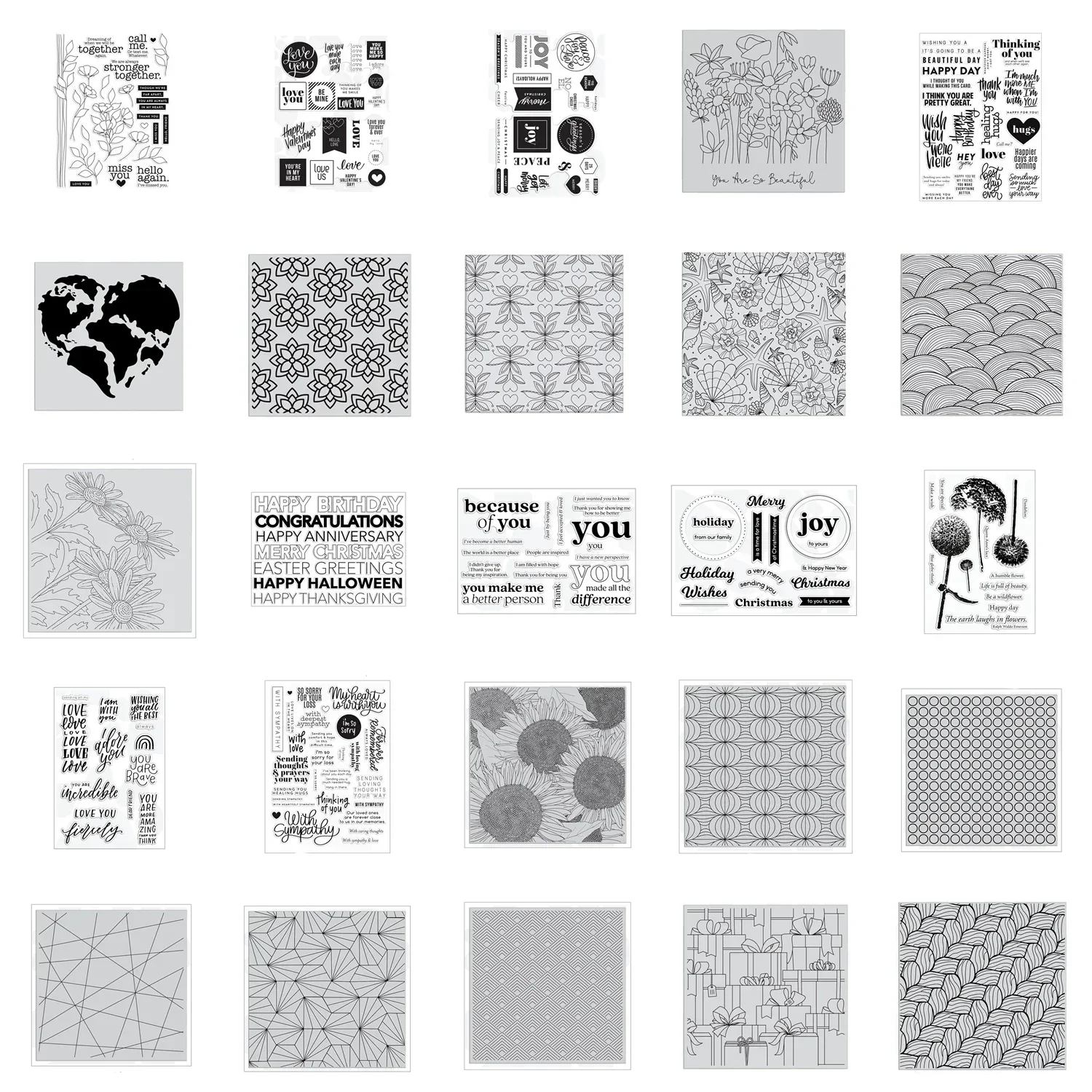 

Geometry Pattern Background Words Flowers Clear Stamps for Scrapbooking Paper Making Decoration Frame Craft Card