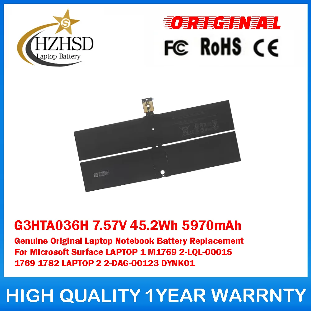 

G3HTA036H 7.57V 45.2Wh 5970mAh Genuine Original Laptop Battery For Microsoft Surface LAPTOP 1 M1769 2-LQL-00015 1769 1782 DYNK01