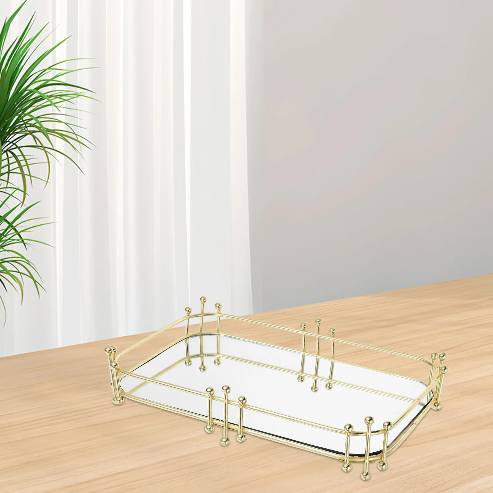 

Multi-Functional Vanity Tray Iron Makeup Organizer Large Capacity Tray Bathroom Bedroom Decorative Countertop Perfume