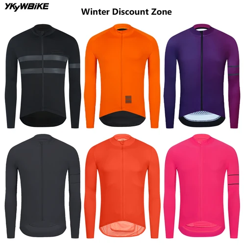 Imagen 1 del producto YKYWBIKE-Jersey de Ciclismo de Invierno, chaqueta de bicicleta de carretera de manga larga, Polar térmico, ropa de montar, gran descuento