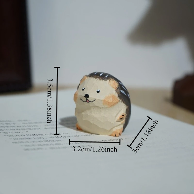 Miniature Hedgehog Hand Carved Wood Statue Lovely Creature Figurines Home Decor Craft Workspace Desk Nature Inspired Decoration