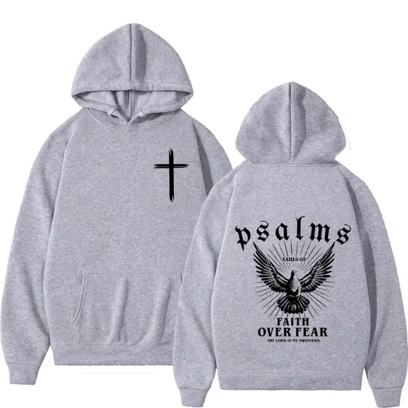 Christian Jesus Faith Over Fear Bible Verse Hoodies Men Women Fashion High Quality Sweatshirts Vintage Streetwear Pullovers Male