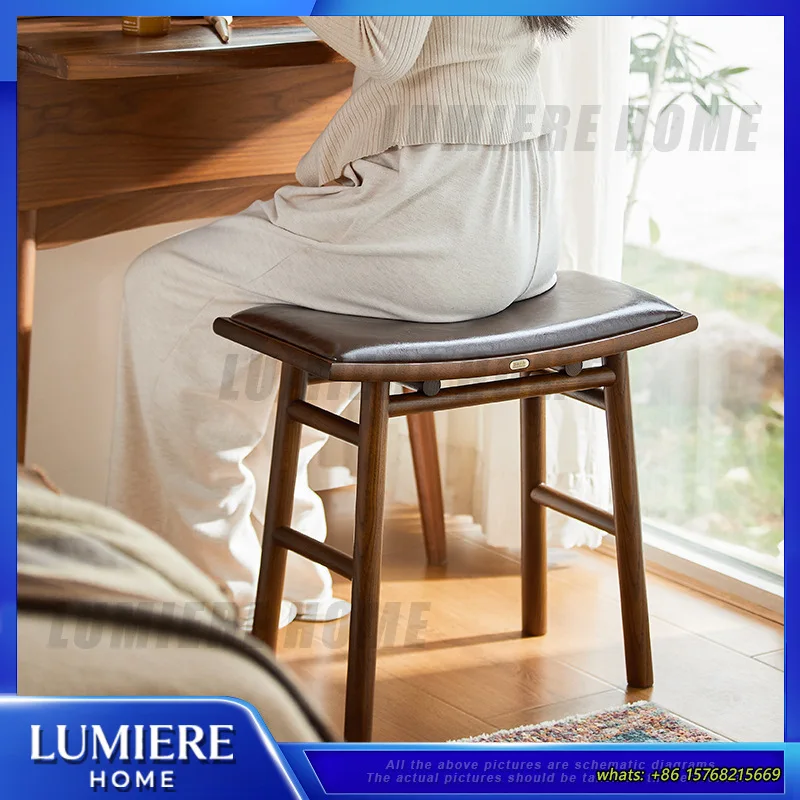 

Деревянный табурет для женской спальни, стул для туалетного столика, скамья для макияжа, домашний декор, роскошный стиль, низкая скамья для сидения