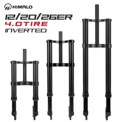 2024HIMALO Inverted Fat Fork Snow Bike 12inch 20inch 26inch Spring Oil Suspension Fork 135mm* 9mm Quick Release QR 4.0 Tire
