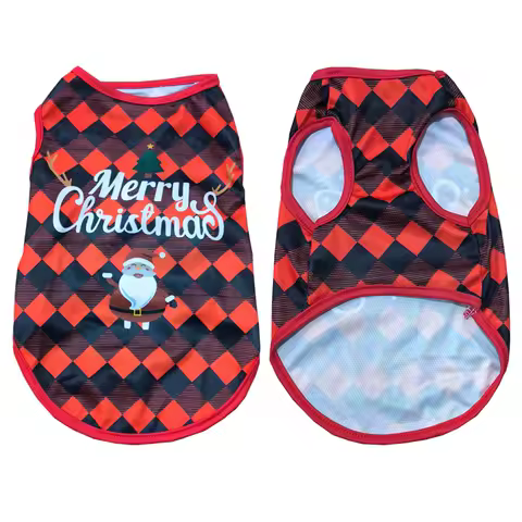Breathable Dog Clothes Christmas Print Soft Puppy Vest T-shirt For Small Medium Dogs Cats Schnauzer Yorkshire Pug Pet Clothing