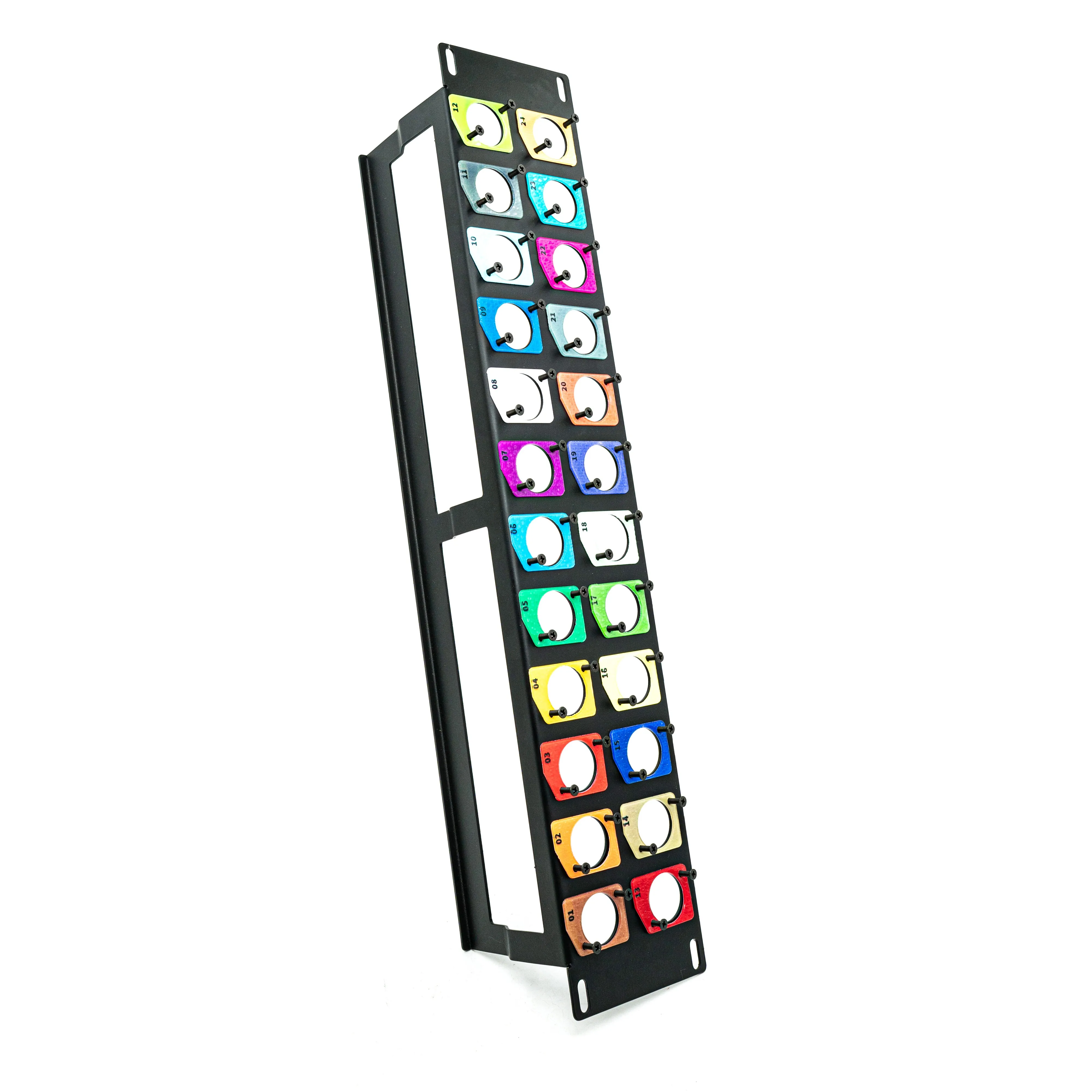 Colored numeric labels for D-sub connectors, suitable for 19-inch 1U/2U rack panels and 86-type panels.