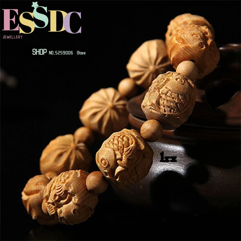 Taihang Arborvitae Smiling Buddha18 Arhats Head Bracelets Attract Money Mink Fragrance Fashionable Wooden Beads