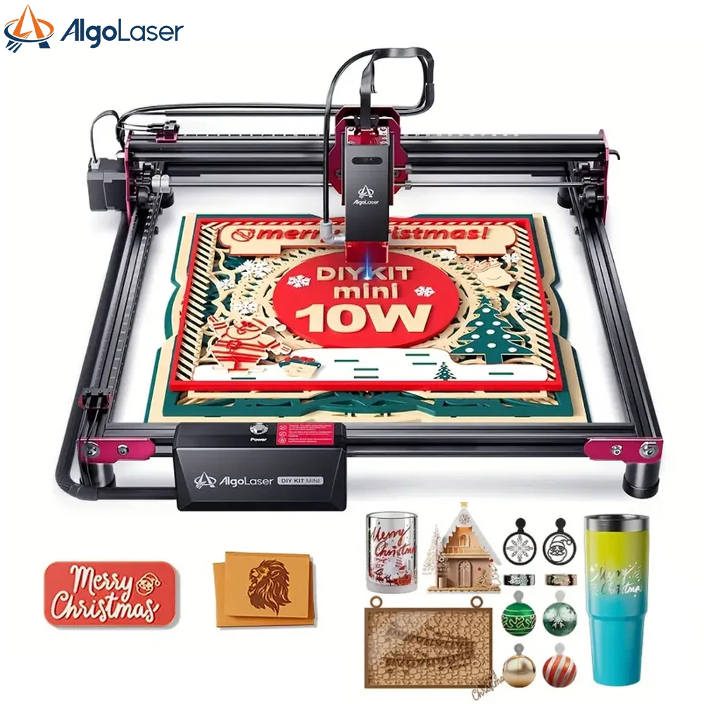 AlgoLaser Mini 10W Máquina de gravação a laser pequena elétrica madeira couro plástico bambu portátil micro máquina de marcação de mesa