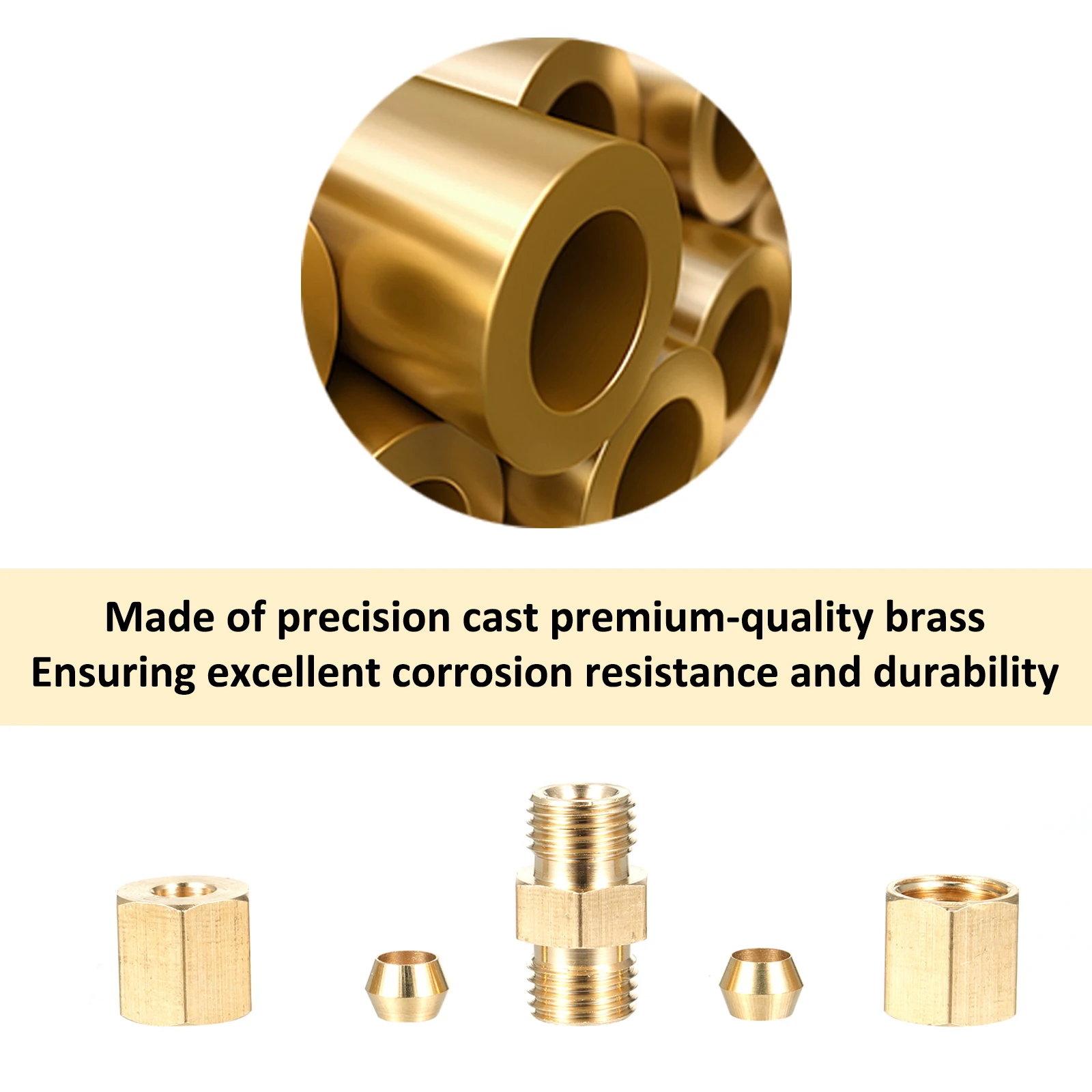 3/16inch Compression Fitting Copper Compression Tube Fitting Brake Line Adapter Fittings No Leakage For Trucks