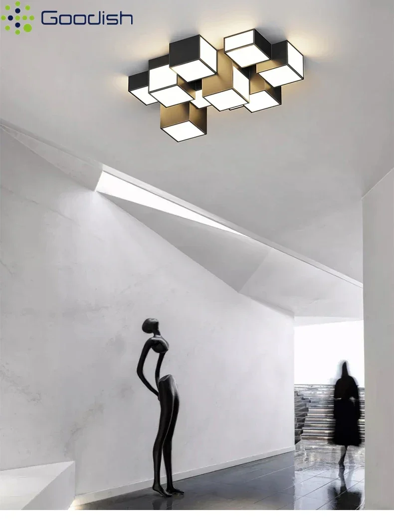 أنيق الفن الإبداعية تألق مربع LED أضواء السقف الجدة الغلاف الجوي تصميم مصابيح لغرفة المعيشة ديكور المنزل الثريا