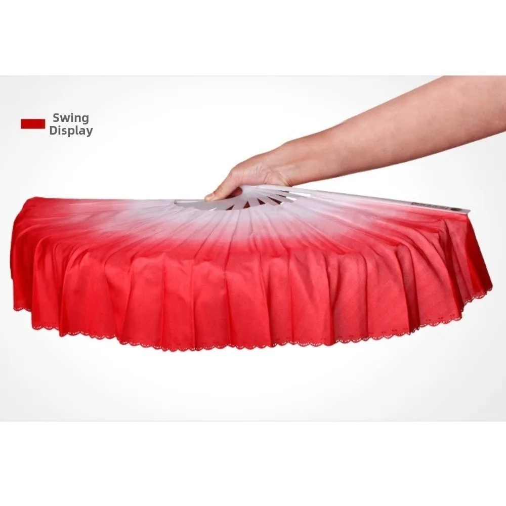 

New 32.5cm Chinese Short Bellydance Fan Plastic Stick with 10cm Half Circle Silk Veil Pairs Hand Dye Adults Fan Dance Fan