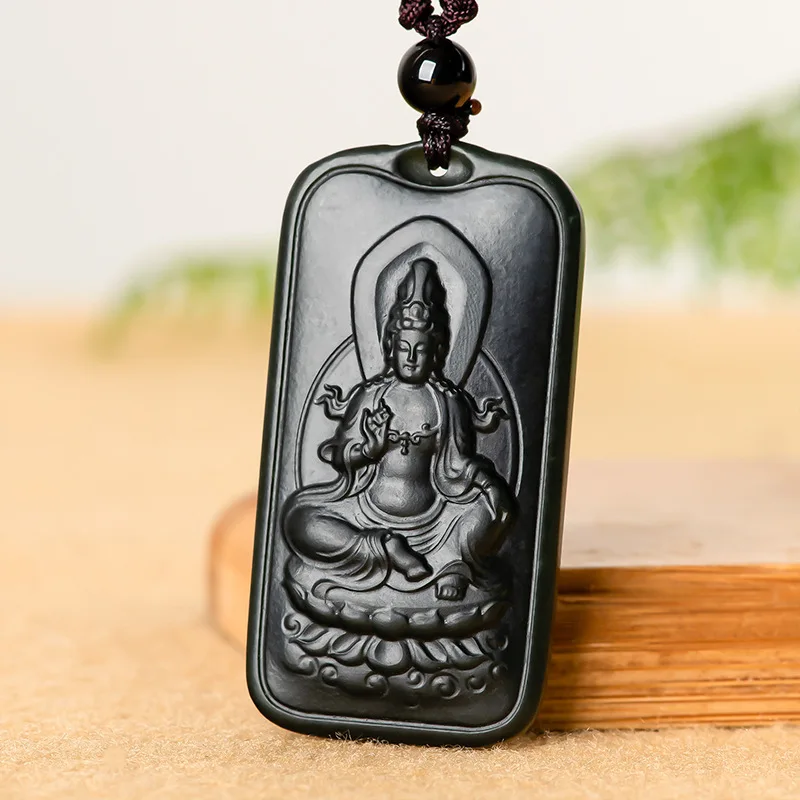 Mai Chuang/Hand Carved/Hetian Mo Jade Guan Yin Buddha Necklace Pendant Fashion Elegant Jewelry Personality Men Women Couple Gift