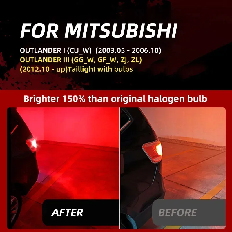 LED Brake Stop Tail Lights Blubs Red No Error For Mitsubishi Outlander 1 3 2003 2004 2007 2010 2012 2014 2015 2016 2017 2018