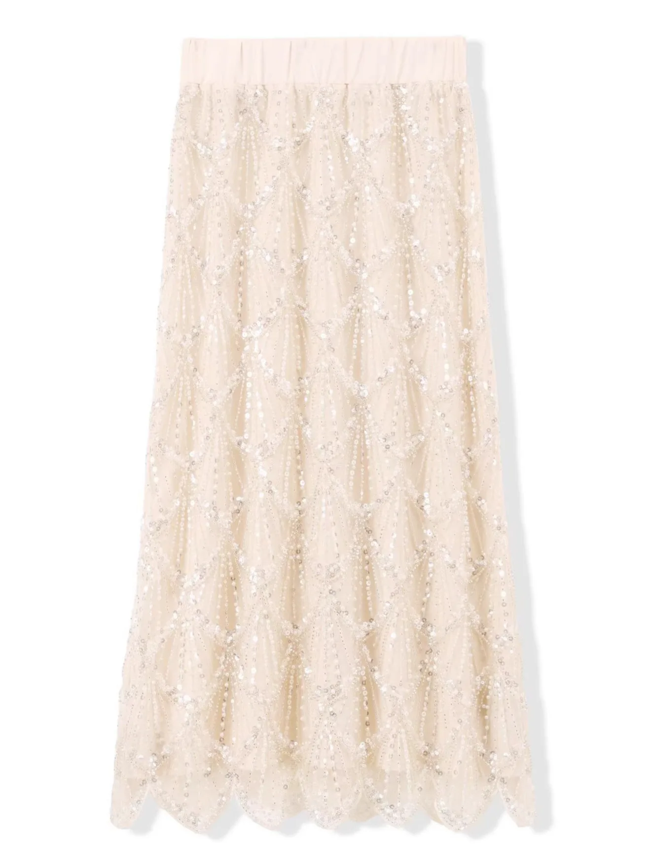 

Весенняя бежевая юбка макси с эластичным поясом, модная, с пайетками, прямого кроя, универсальная, для женщин