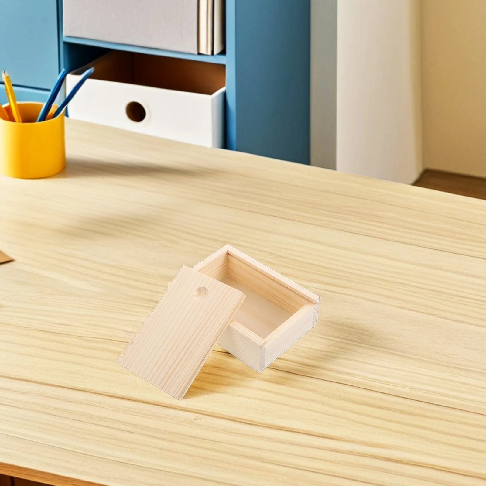 

Wooden Small Storage Box Sliding Lid Natural Wood Jewelry Playing Card Organizer Container Travel Jewelry Box