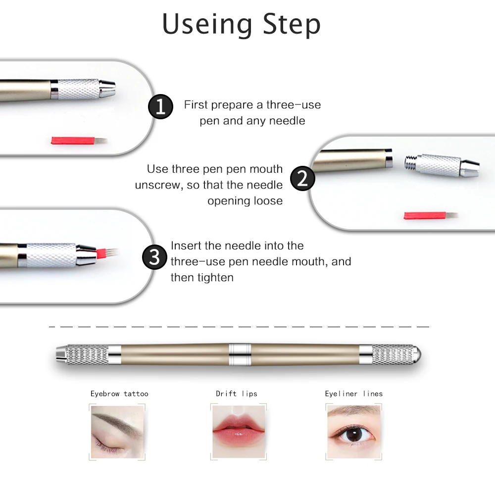 Manual Embroidery Tattoo Microblading Pen For Semi Permanent Makeup Eyebrows Lips Micropigmentation