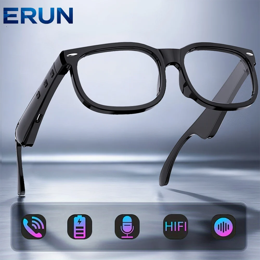 Smart Glasses, Smart Audio Glasses, Wireless Glasses Wireless Headphones, Support Hands-Free Calls And Music, Lightweight Design, Volume Control, Built-In Capacitor Microphone, USB Charging, Suitable for Office, Music Playback, Hands-Free Calls