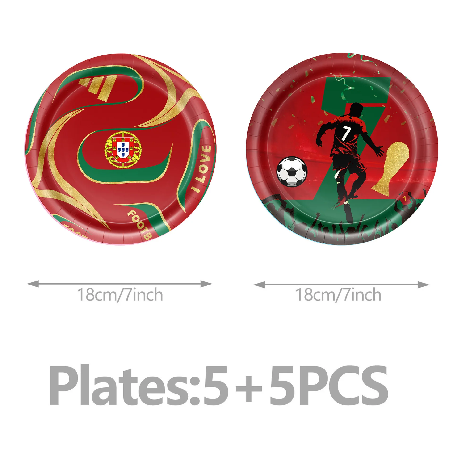 Portugal Fußball Geburtstagsparty Dekoration Fußball Tischgeschirr Tischdecke Teller Becher Serviette Tasche Fußballstar Partyzubehör – Detail 9