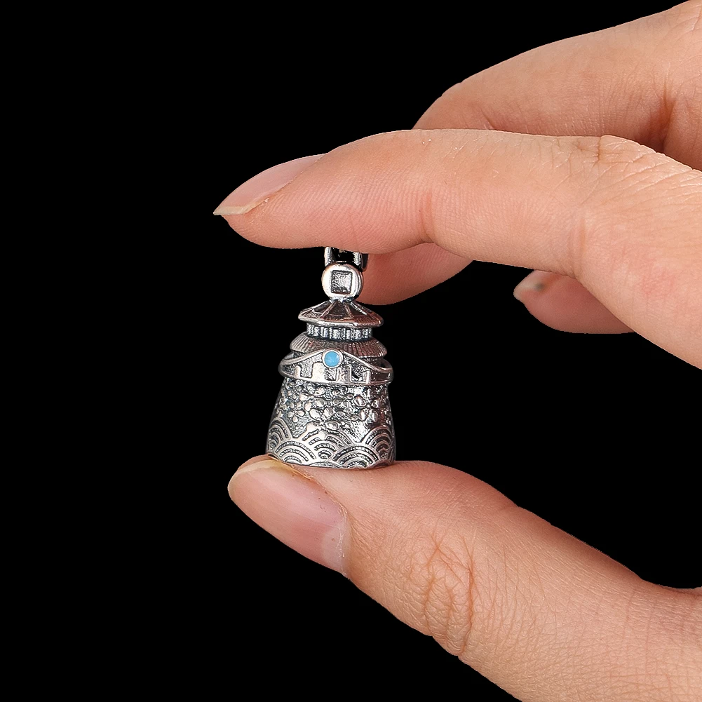 Metal White Copper Material Tiantan Pagoda Pendant Openable Top Aromatherapy Bottles DIY Container Bottle Safe Amulet Charms