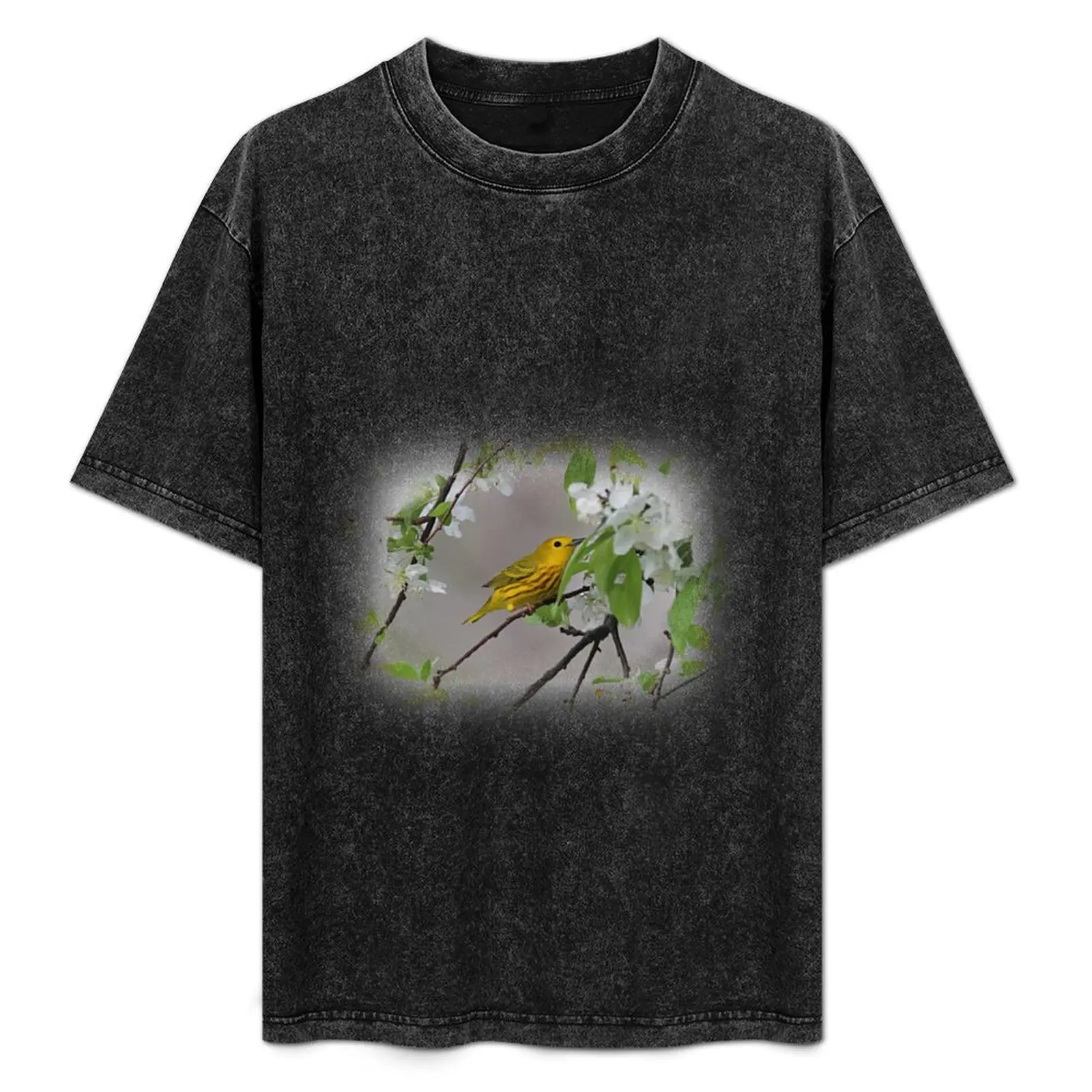 

Yellow Warbler and Blossoms T-Shirt Basic Comfort Fit T-Shirt for Men