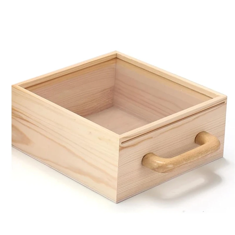 Toy Storage Organizer, Building Blocks Box With Handle And Lids, Natural Wood Kids Child Toy Containers Display Chest