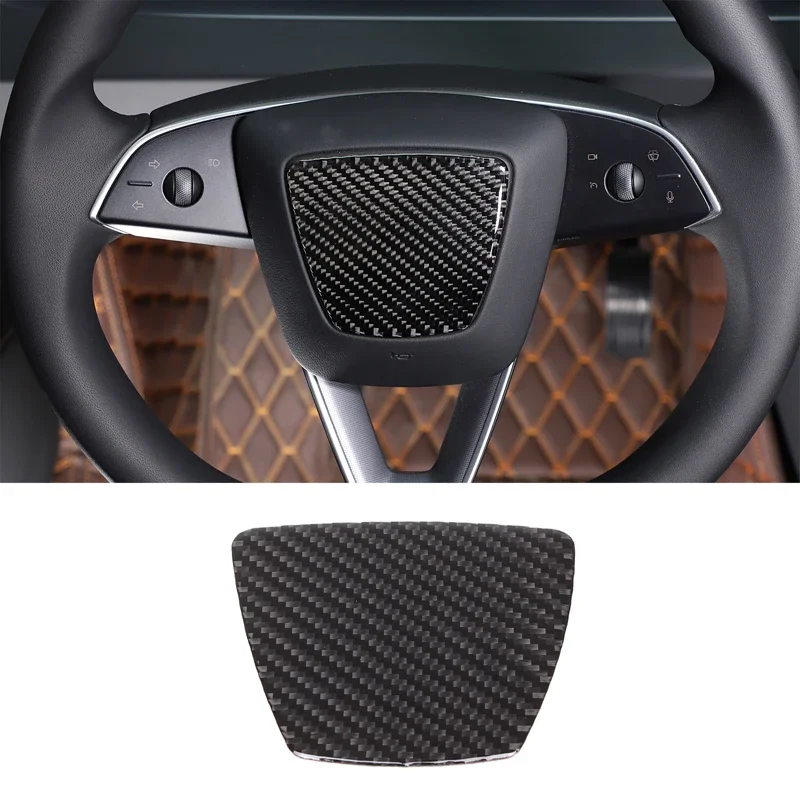 

For Tesla Model 3 2023+ Car Steering Wheel Logo Decorative Sticker Soft Carbon Fiber Interior Accessories