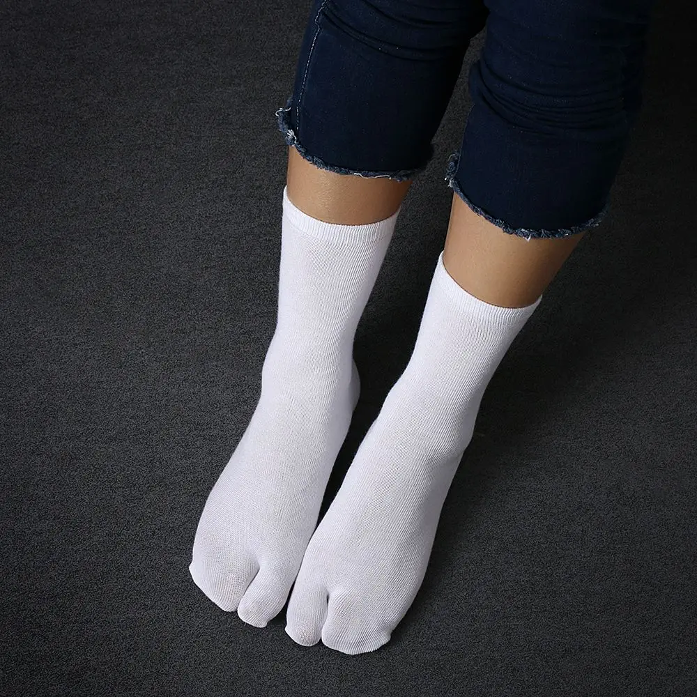 1Pair Japanese Two Toe Socks Men And Women Kimono Flip Flop Sandal Split Ninjia White  Black GreyTabi Toe Socks