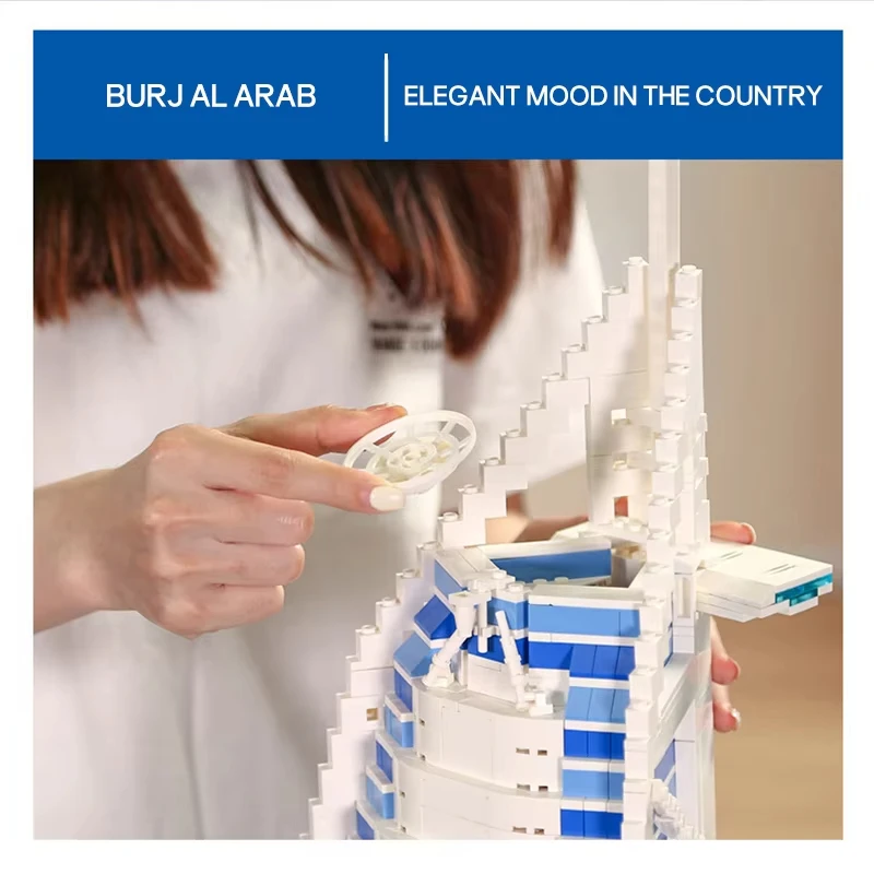 Kit de construction de repère de luxe de Dubaï, modèle d'hôtel arabe Burj Al 1306 pièces, cadeau exclusif pour les fans d'architecture adultes