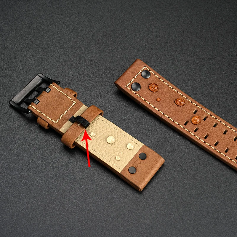 22 mm para reloj de aviación Hamilton Khaki H 77616533   H H. 70615733   Correa de reloj de piel de vaca italiana, correa de reloj de cuero genuino para hombre de campo de jazz