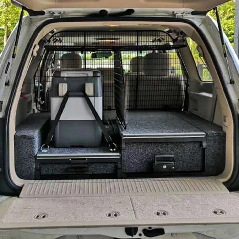 

4wd Car Compatible Drawer Storage System For Y62/Y61 Patrol High Low Camping Tool Boxes With Fridge Slide For Offroad SUV
