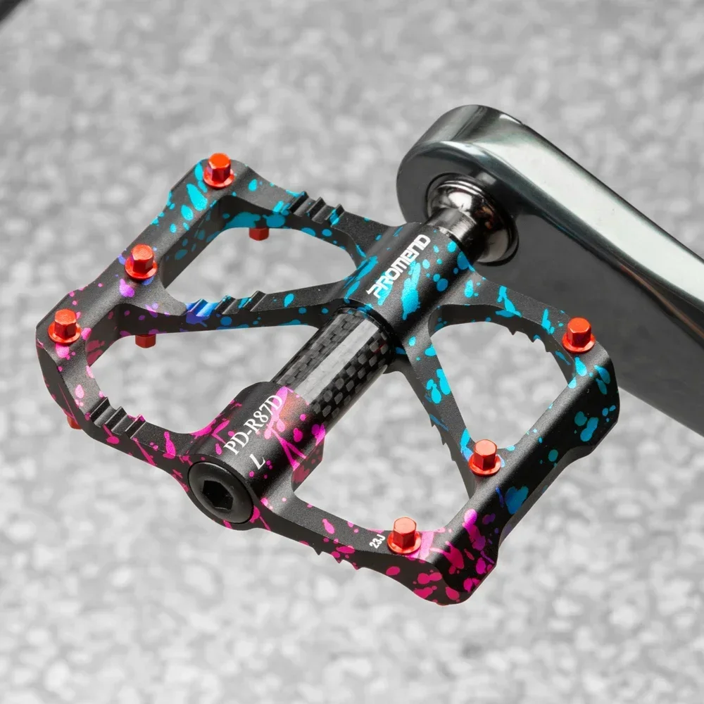 PROMEND MTB Pedals Ultra-light 3 Bearings Pedal Road Bike Splashed Colorful Carbon Fiber Axle Tube Pedal Bicycle Accessories