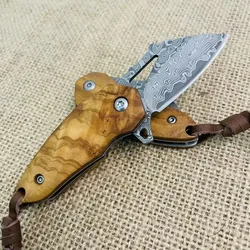 Damascus Steel Mini Sharp Small Folding Knife High Hardness Outdoor Portable Carrying Knife